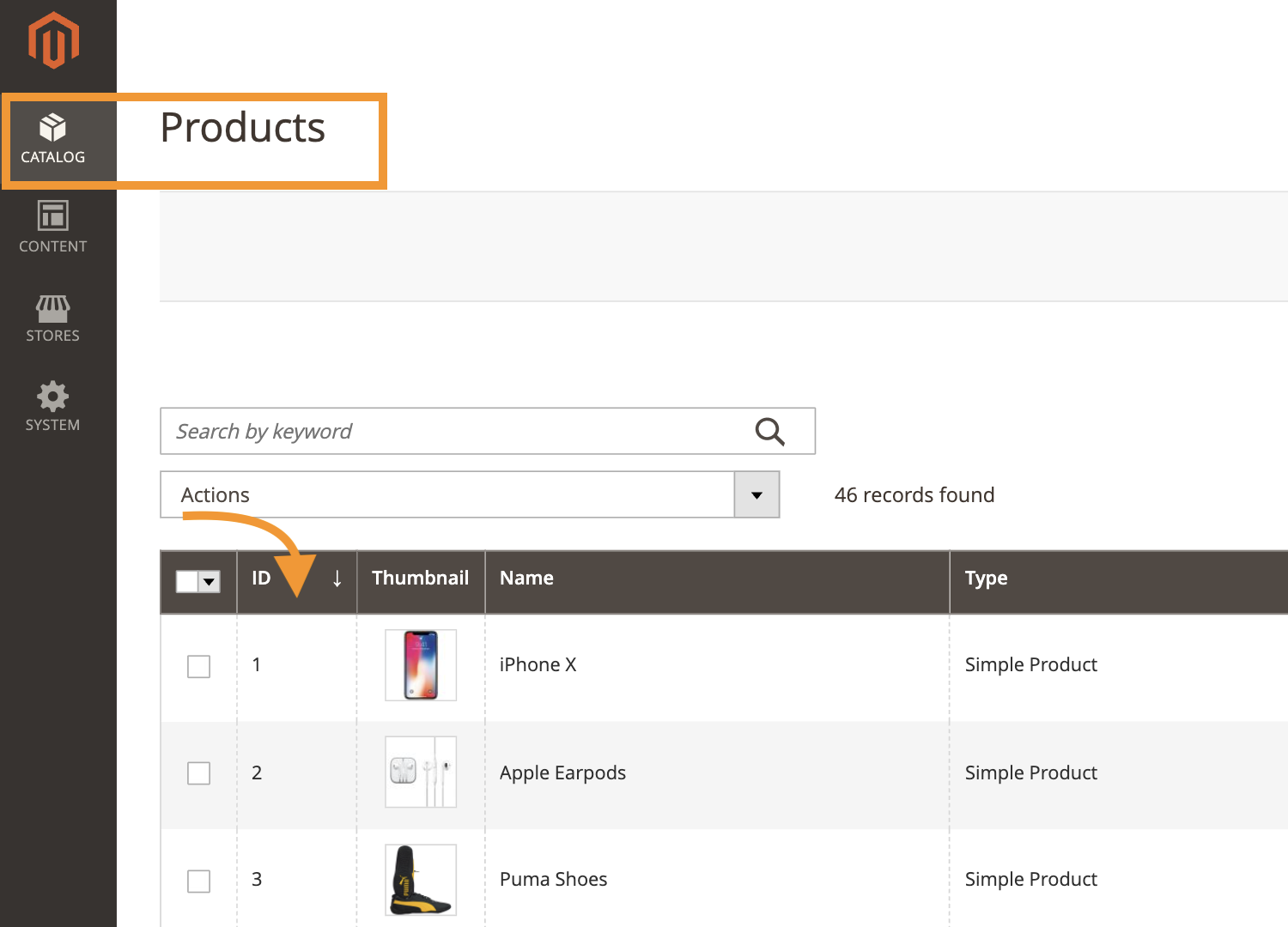Navigate to Catalog Products