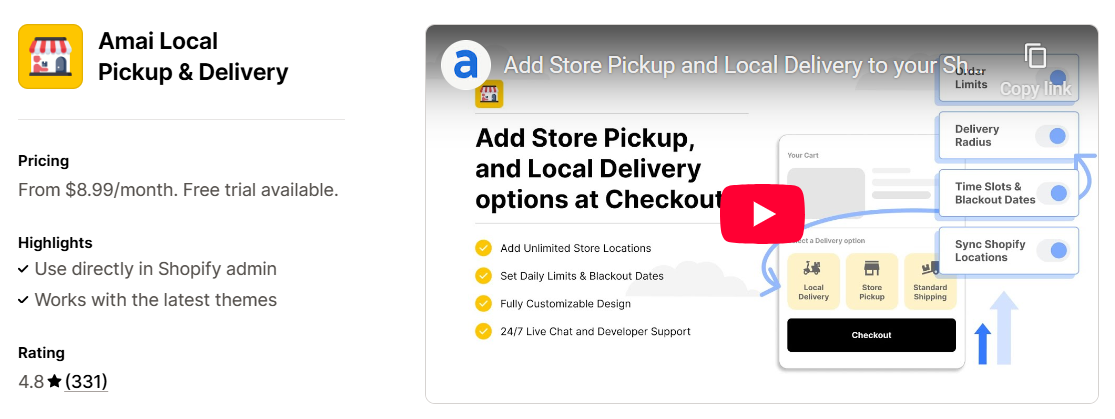 Amai Local Pickup Delivery