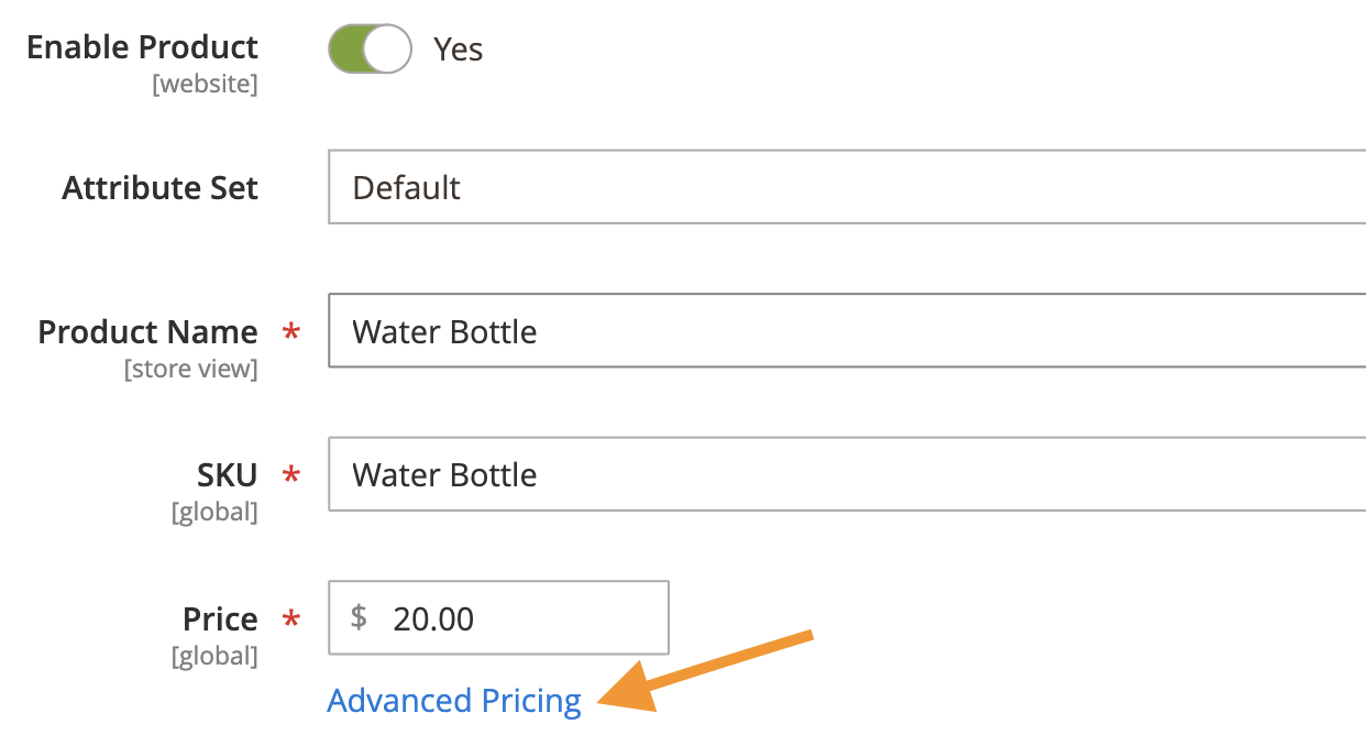 Scroll Down to Advanced Pricing Option