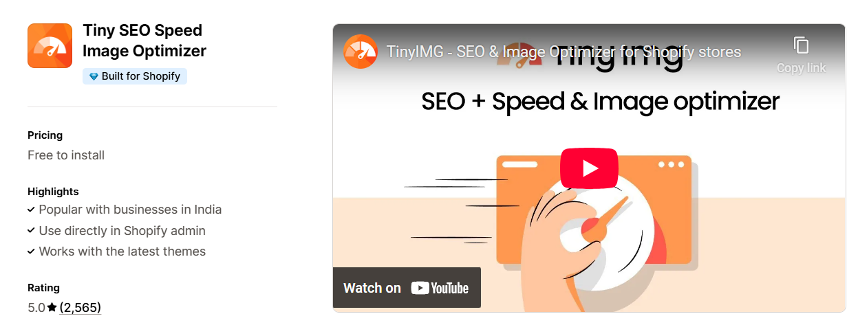 Tiny SEO Image Optimizer Speed