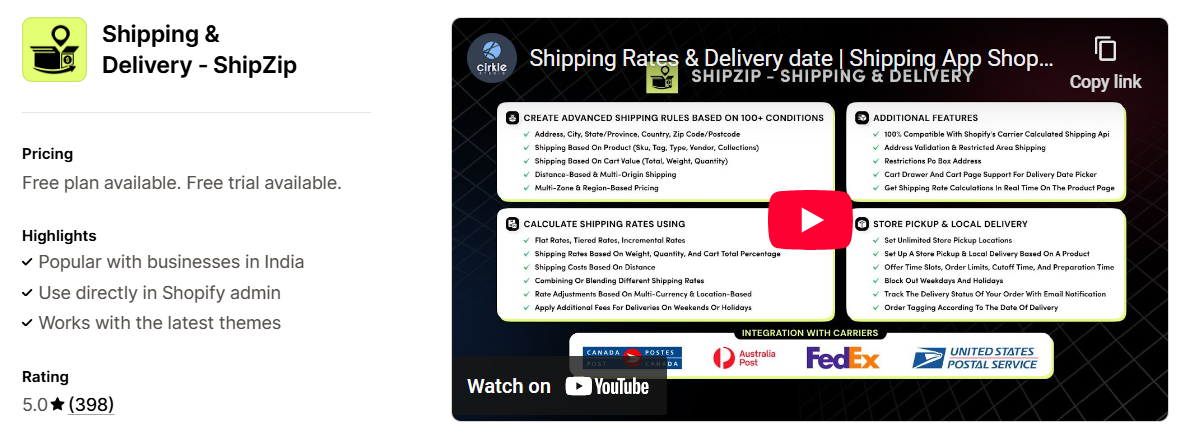 Shipping Delivery ShipZip