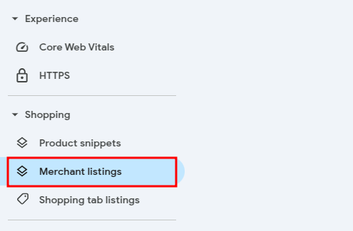 Select Merchant Listing Under Shopping