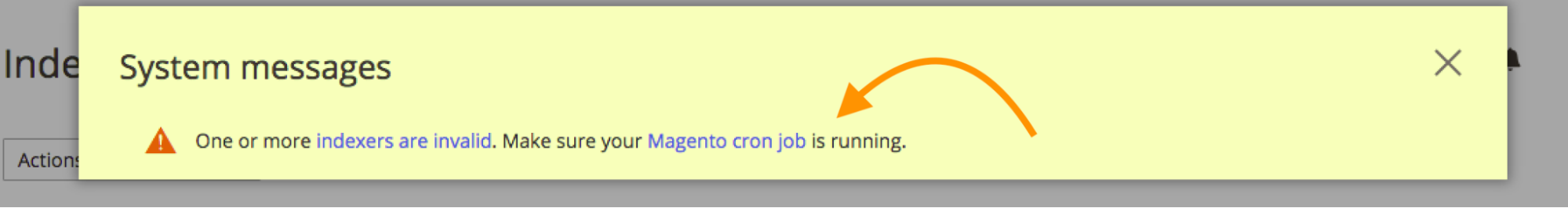 Popup on Admin Panel One or more indexers are invalid