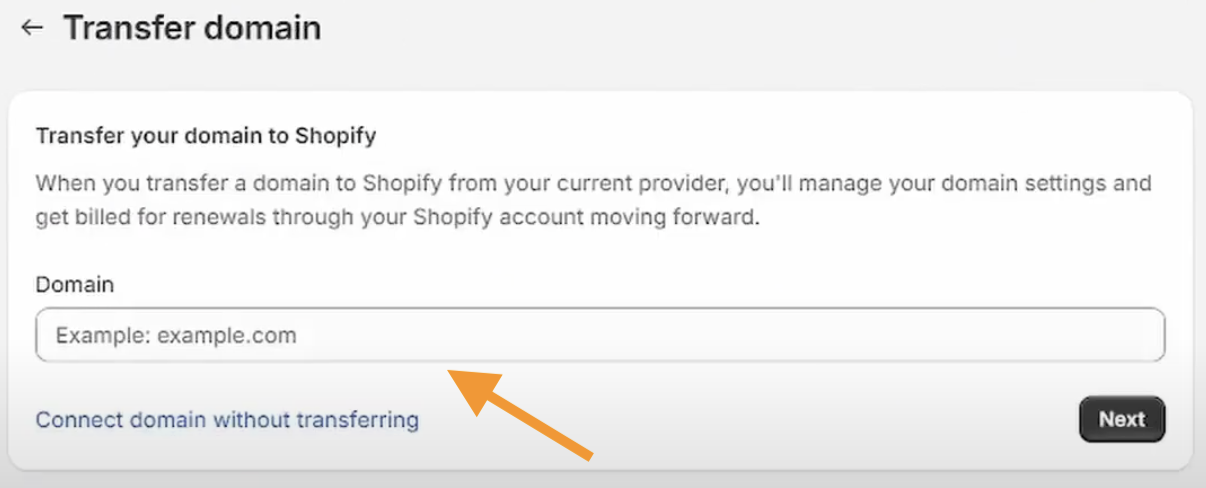 Transfer Domain to Shopify
