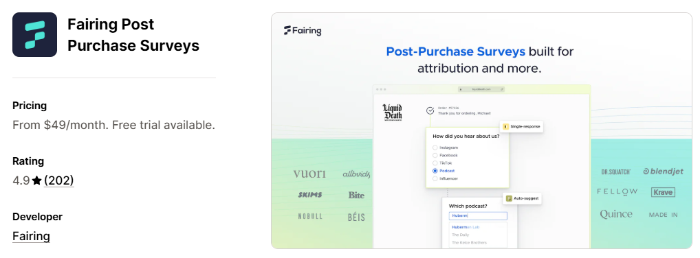 Fairing Post Purchase Surveys