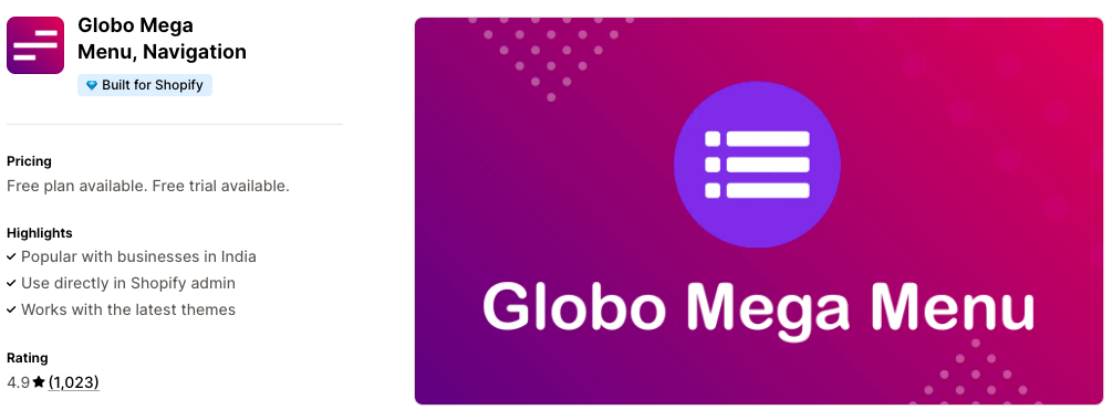 Globo Mega Menu Navigation