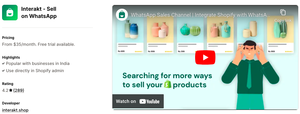 Interakt Sell on WhatsApp