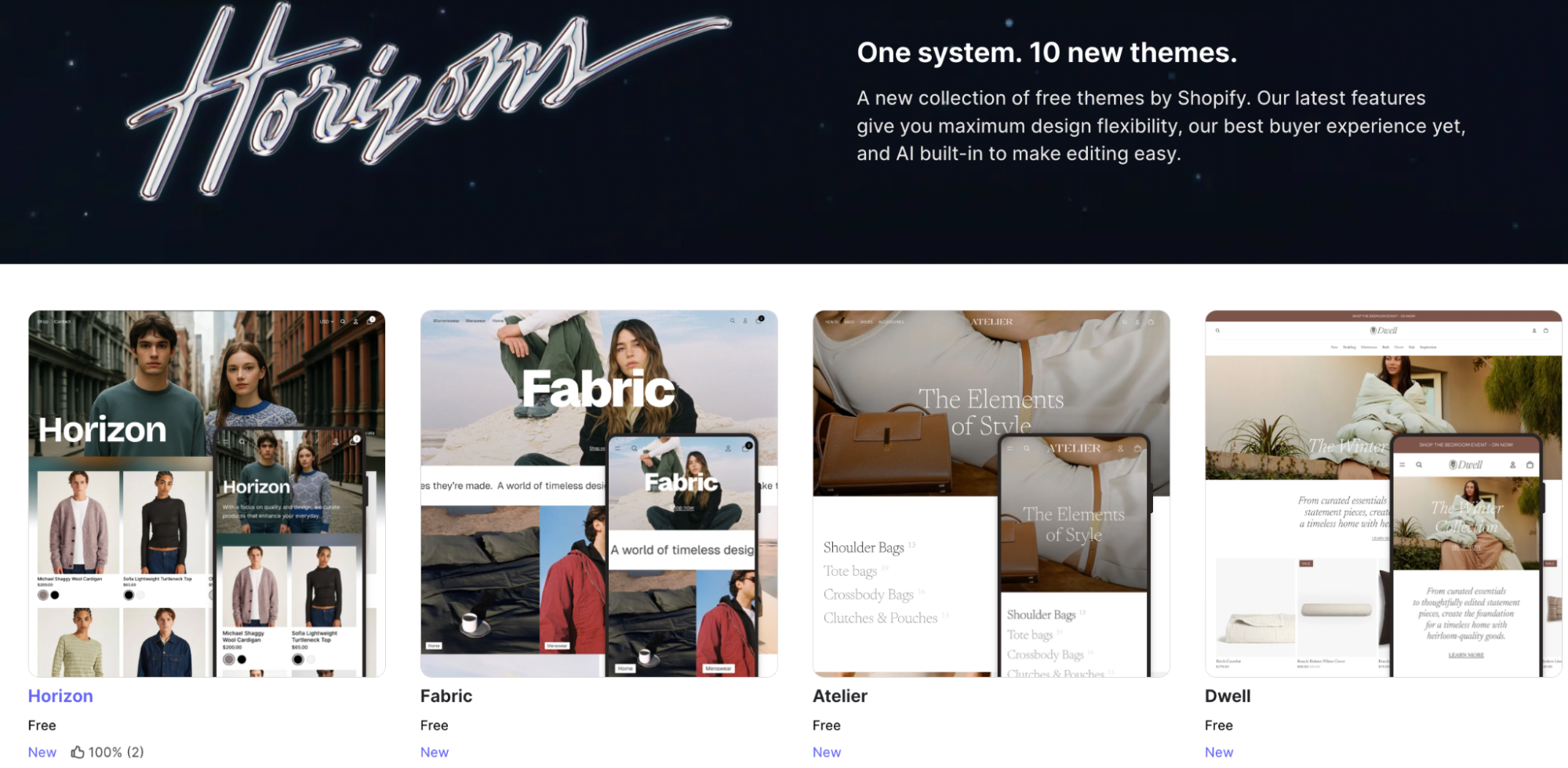 Horizon theme currently available in Shopify