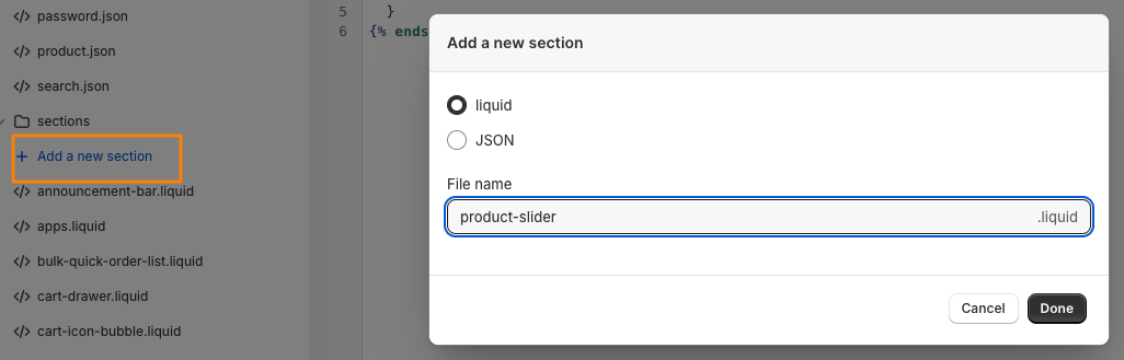 Create New Liquid File