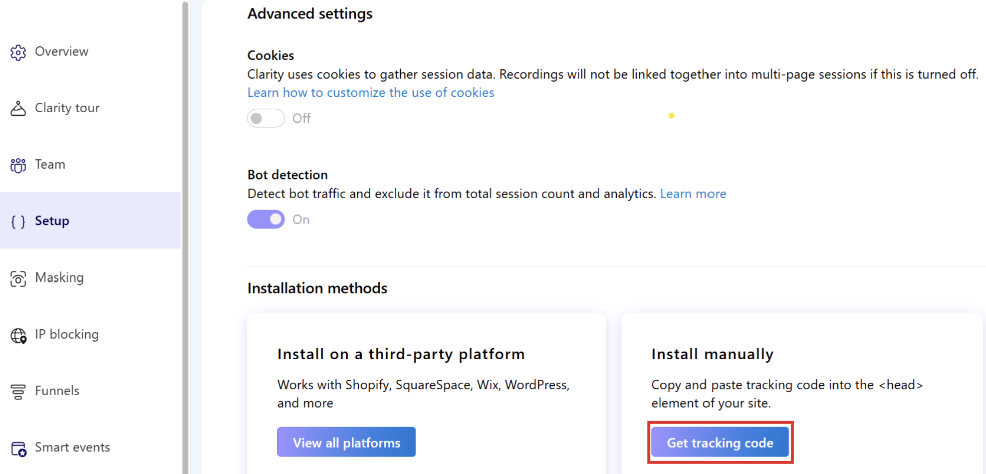 Get the Microsoft Clarity Tracking Code