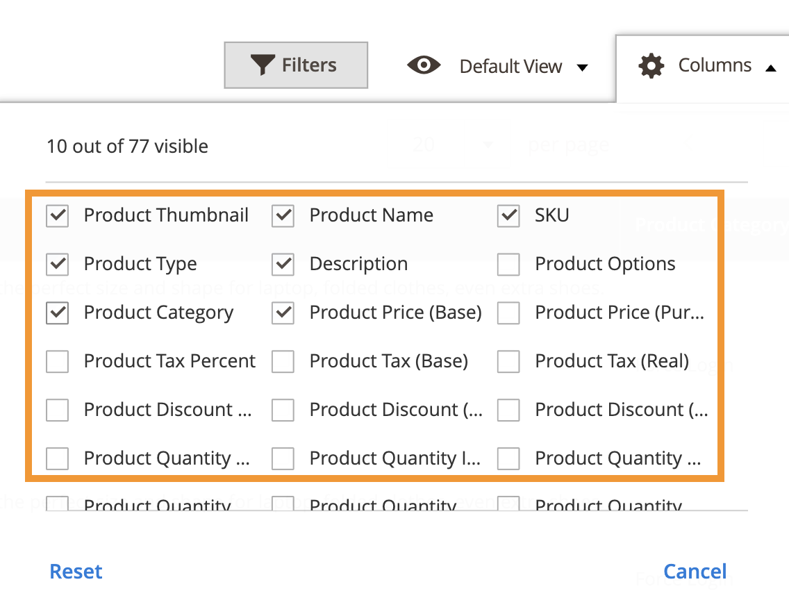 Select Product Details for Order Grid