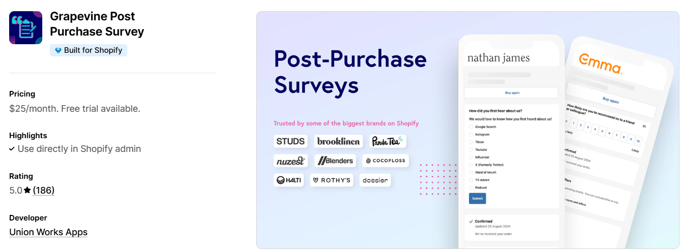 Grapevine Post Purchase Survey