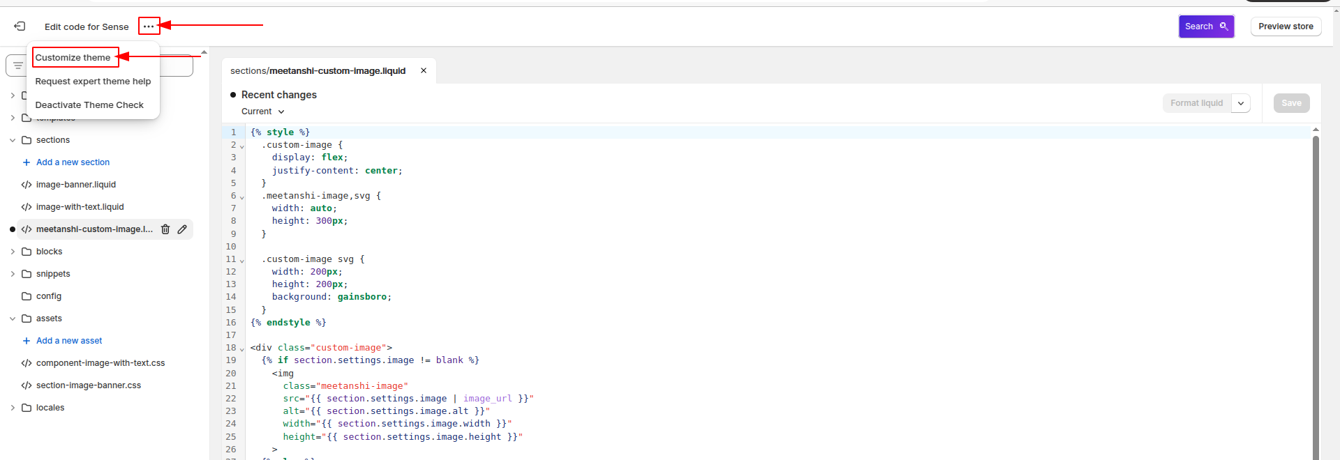 Customize Theme