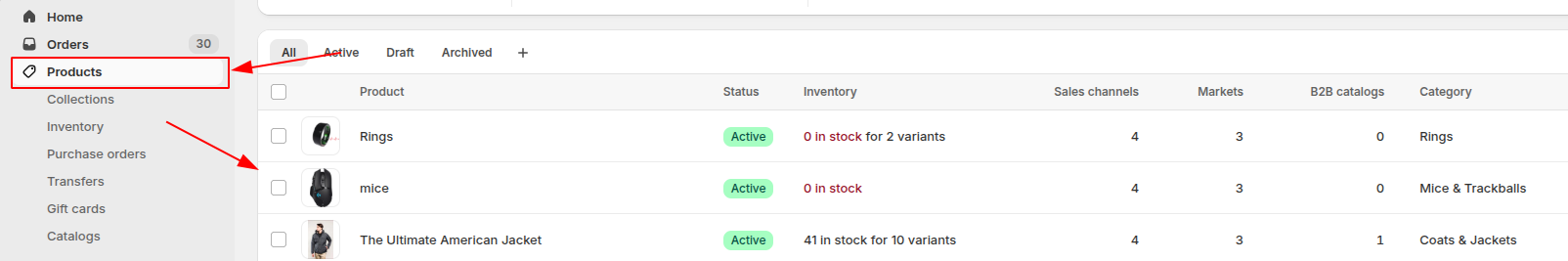 Navigate to Shopify Admin Products Description Section