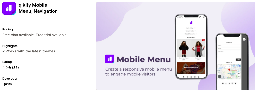 qikify Mobile Menu Navigation