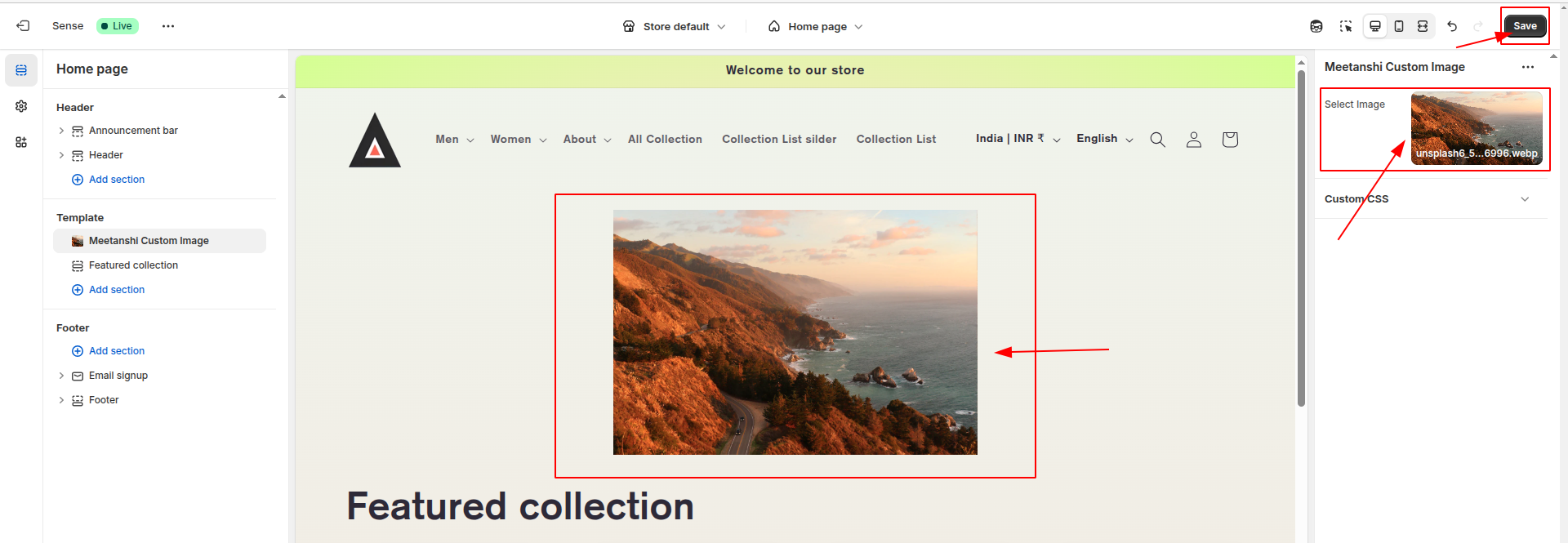 Choose Image Add it Save and Preview