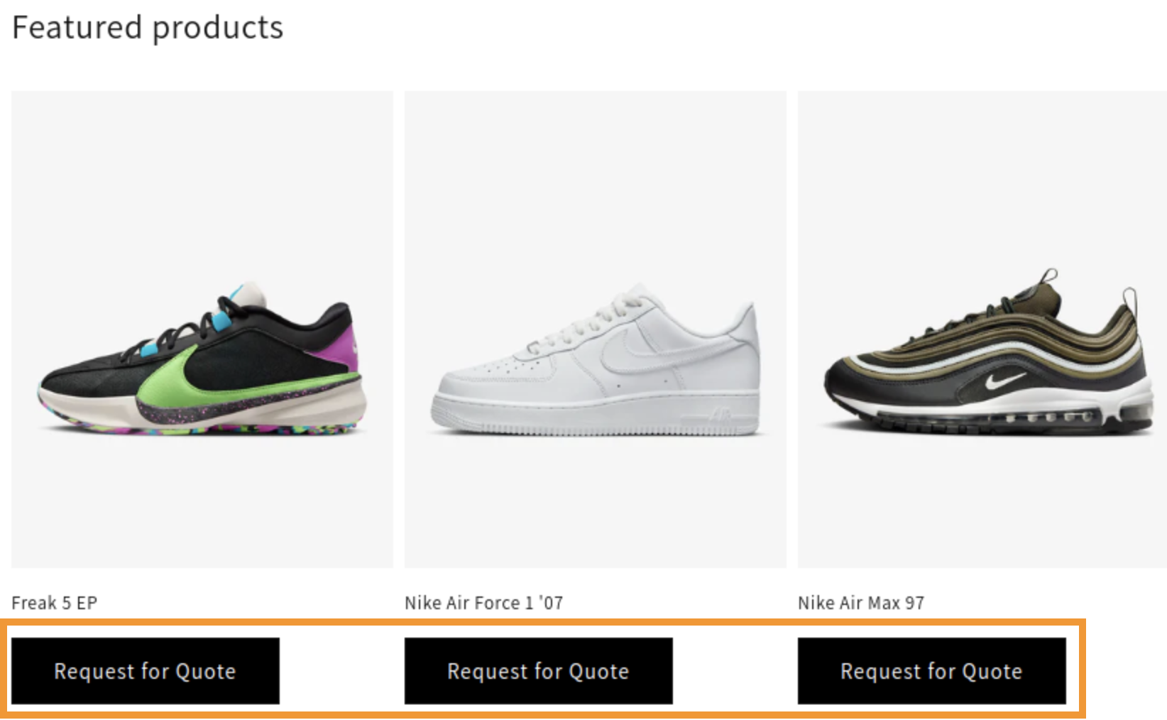 Request a Quote Button on Frontend