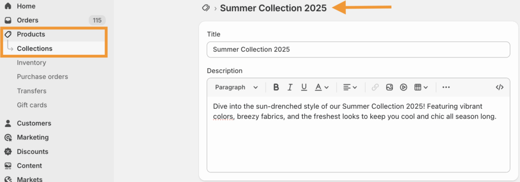 duplicate collection in shopify
