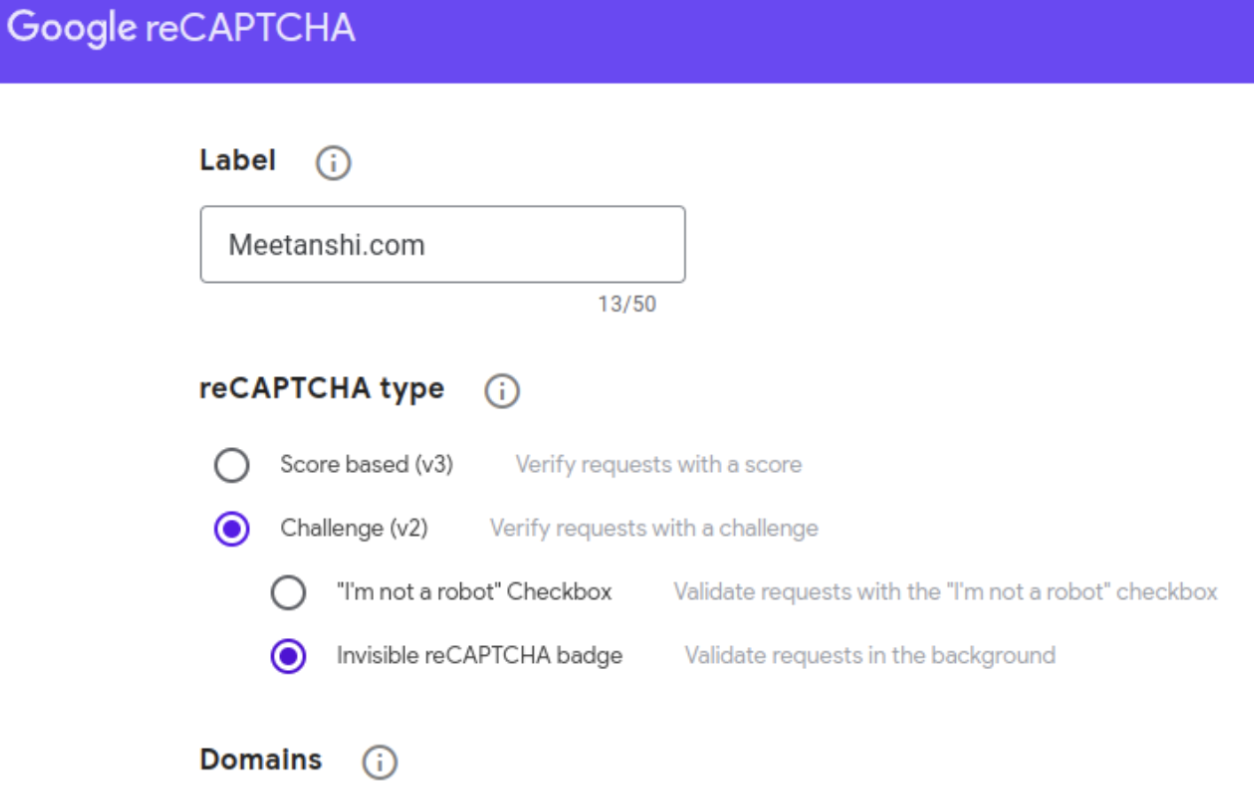 Get the reCAPTCHA Secret Key
