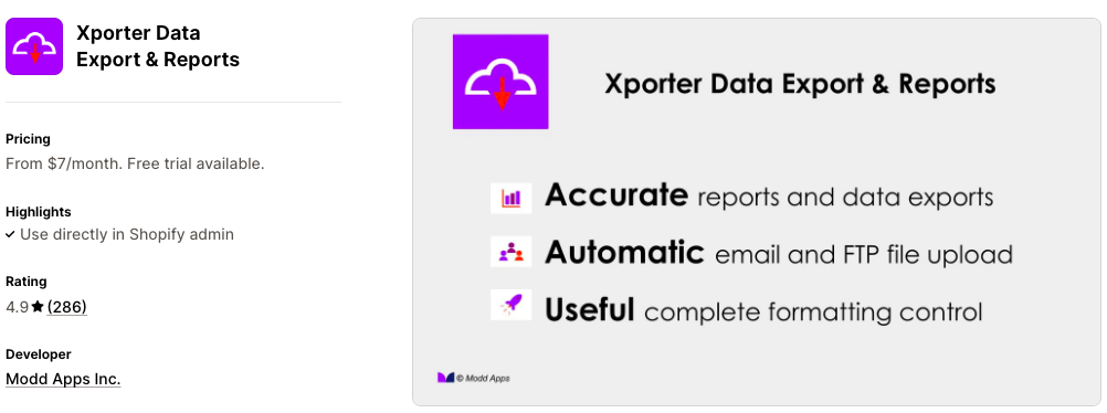 Xporter Data Export Report