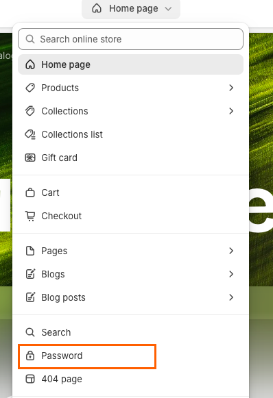 Head to online store > theme > customize and from top dropdown select password
