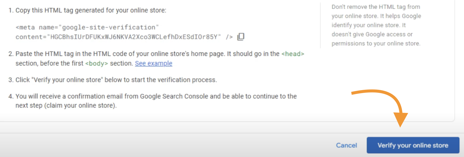 Go to shopify admin paste the html code in head section of theme.liquid file