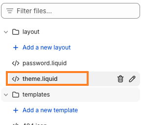 In the Left Sidebar Click Theme.liquid