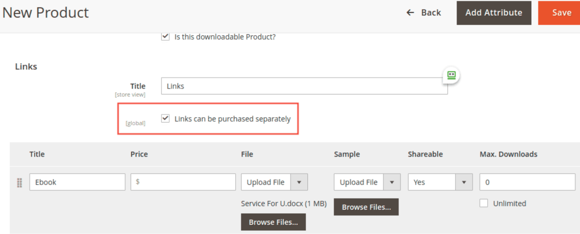 Enable Links Purchased Separately