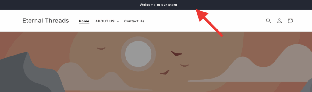 Preview of the default announcement bar