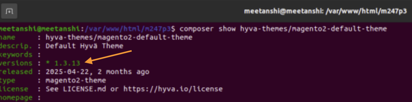 Check your current hyva version