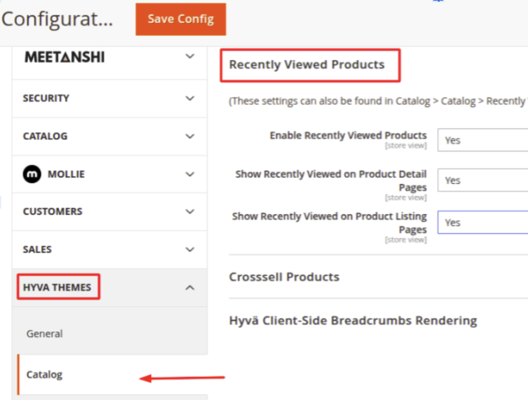 Enable recently viewed products
