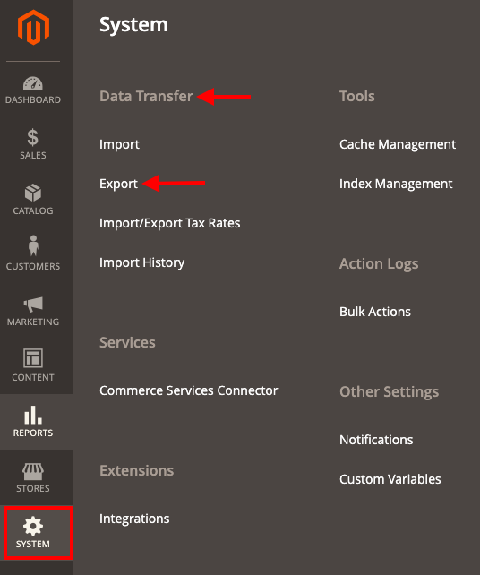 Export Data from Magento 2