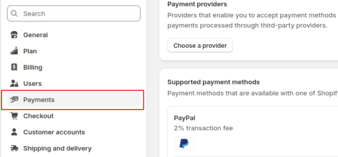 Navigate to Payment Settings