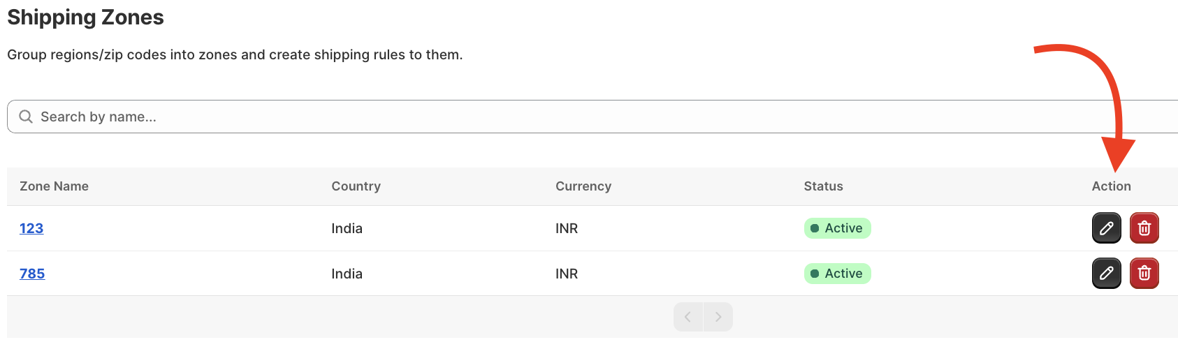 View all the Shipping Rates You Create in the Shipping Zones