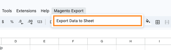 Click Magento Export Data to Sheet