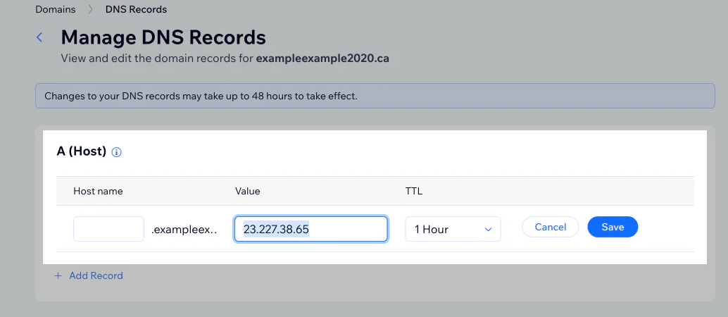Click on Advanced to Open the DNS Records