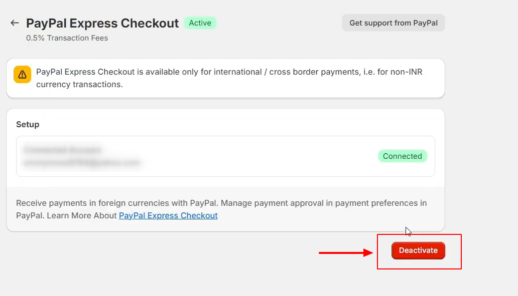 Deactivate PayPal