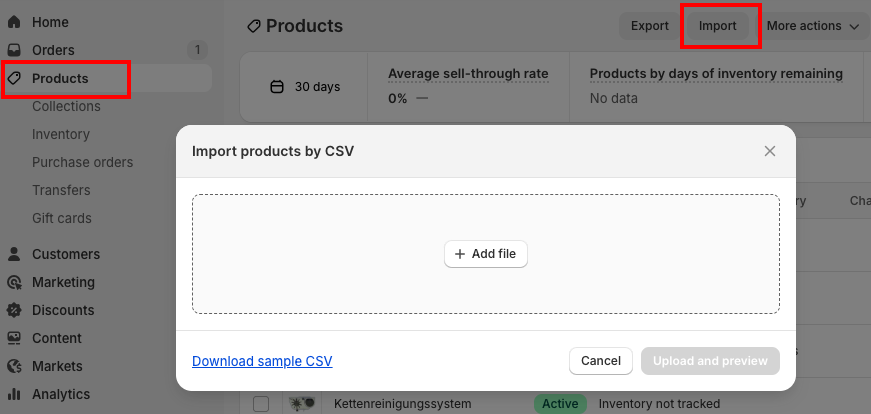 Import Data to Shopify
