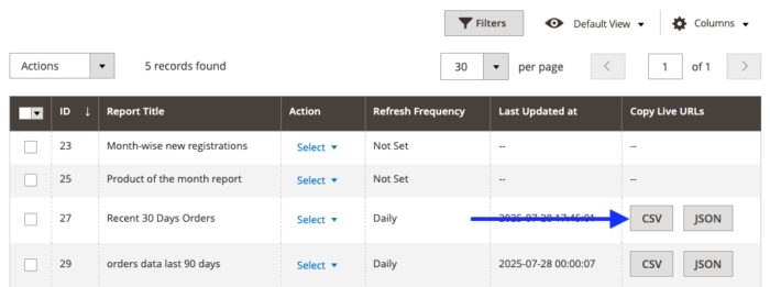 Copy the CSV URL