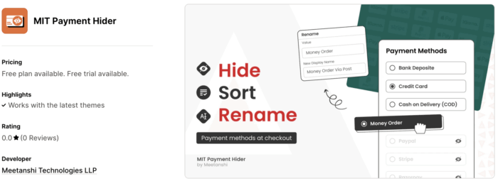 MIT Payment Hider - Shopify app