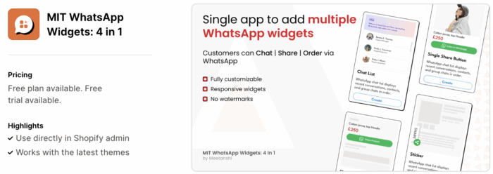 MIT WhatsApp Widgets for Shopify