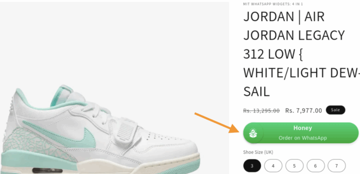 Order on WhatsApp button on product page