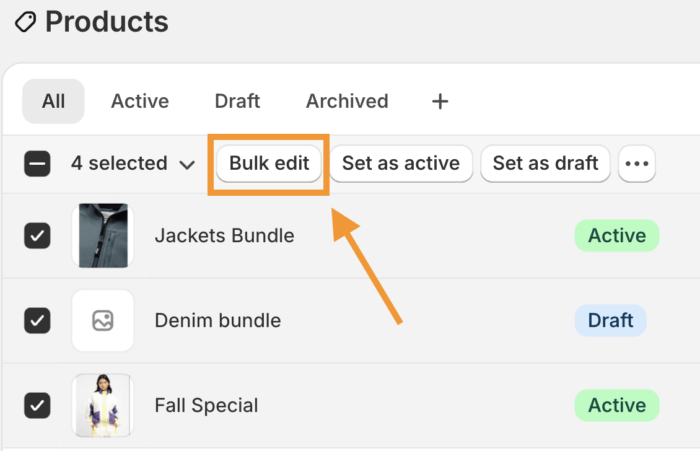Select the Bulk edit option