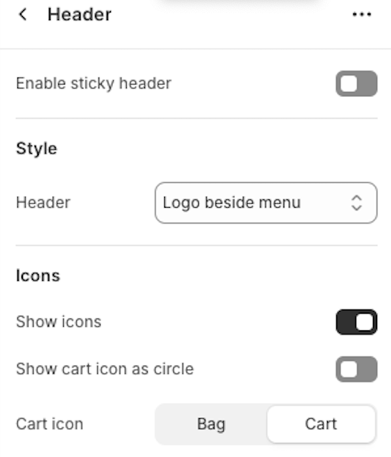 Shopify header section
