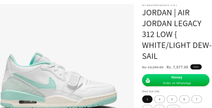 Order on WhatsApp button on product page