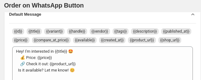 Default message