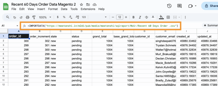 Add the formula to add CSV data