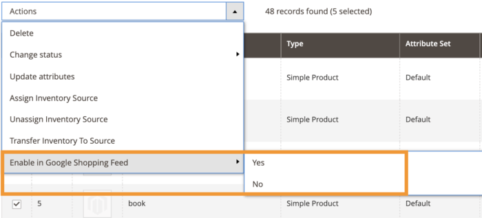Bulk enable Magento products for shopping feed