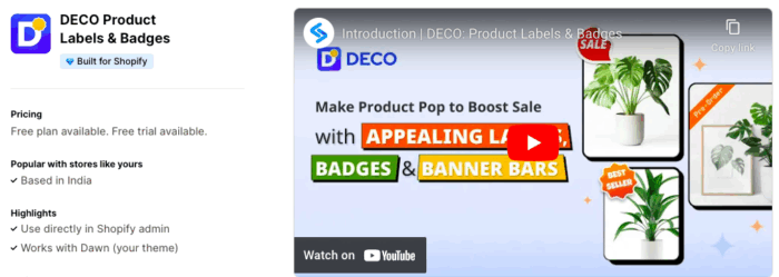 Deco product labels