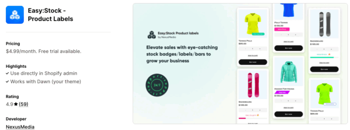 Easy: Stock Product Labels